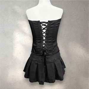 VTG Charlotte Russe Corset Top Women's L Black Embroidered Witch Whimsygoth Y2K thumbnail 2