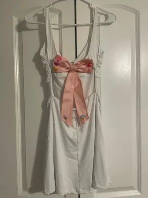Candy Theme Designed, V-Neck Cut, Athletic Material Dress, with Open Back + Bow Tie. DM for more material. Size about an XS. thumbnail 2