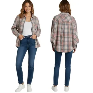 Oversized Plaid Flannel Shirt Button thumbnail 12