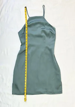 Abercrombie NWT High Neck Satin Mini Dress - Teal - XS thumbnail 7