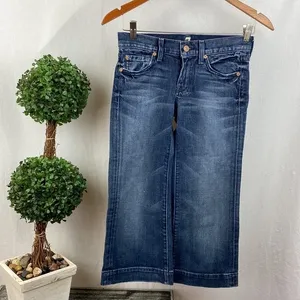 7 For All Mankind Dojo Crop Capri Denim Blue Jeans 24 thumbnail 2