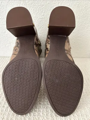 Sam & Libby Size 8.5 Faux Snake Skin Stacked Heel Jett Boots in Mocha Multi thumbnail 4