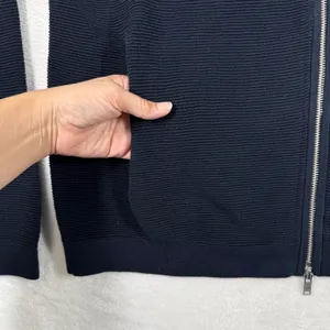 Theory Avell FZ Breach Navy Blue Ribbed Cotton Full Zip Mock Neck Sweater‎ XL thumbnail 5