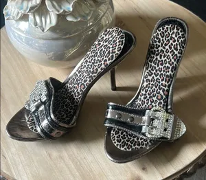 Bolaro Y2K Vintage Diamond Belt Strap Clog Sandals Size 6 thumbnail 1