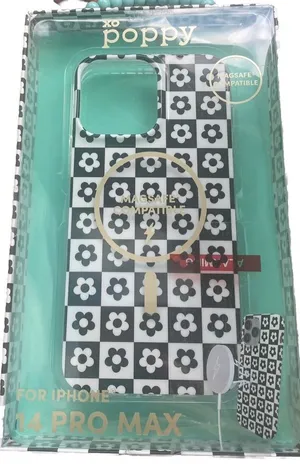 XO Poppy nwt IPhone 14 Pro Max Case MagSafe Black White Checkered Flower Print thumbnail 1