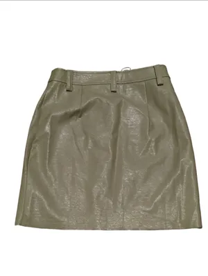Mango MNG Olivia Green Faux Leather Mini Skirt Size Small thumbnail 8