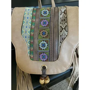 Bohemian Faux Leather & Tassels Beaded Backpack thumbnail 6