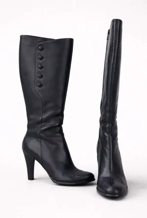 TAHARI Leather Boots Knee High Black Size 9.5 thumbnail 1