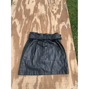 Haute Monde S Faux Leather Belted Mini‎ Skirt in Black Small Biker Goth Summer thumbnail 2