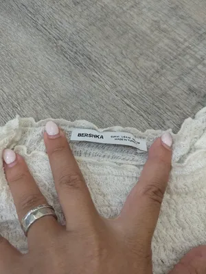 Bershka Sleeveless White Textured Top Size Medium thumbnail 3