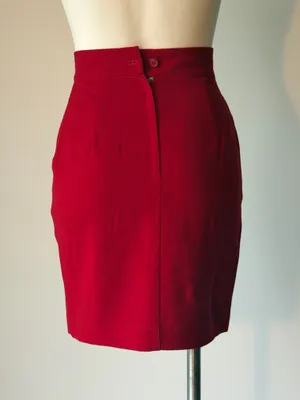 PANTZ Vintage 100% Wool Vibrant Red Pencil Skirt thumbnail 7