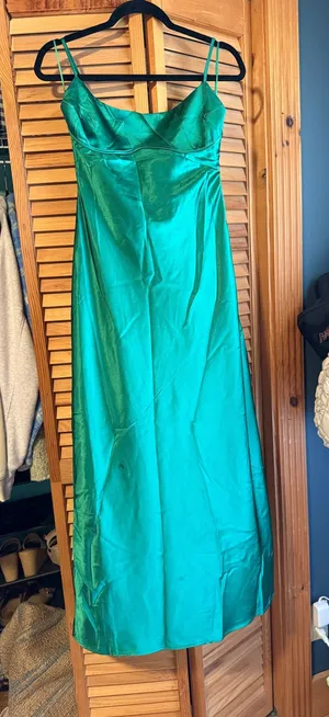 Green satin dress thumbnail 1