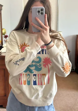 Aurelle Swim cream graphic crewneck thumbnail 1