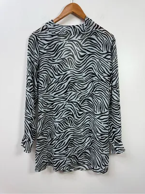 Victoria's Secret Black and White Zebra-Print Sheer Swim Cover-Up size M thumbnail 4