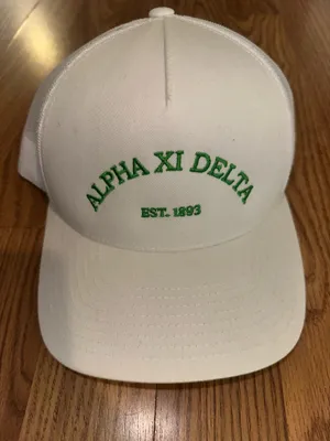 Alpha XI Delta stitched hat White thumbnail 1