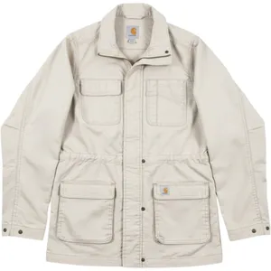 Carhartt Womens Medium Tan Ripstop Utility Field Jacket Chore Coat Beige Canvas thumbnail 1