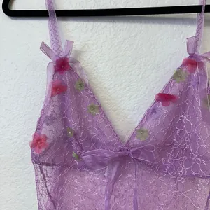 Y2k Delicates purple lace cami top 3D floral Bow fairy euro thumbnail 2