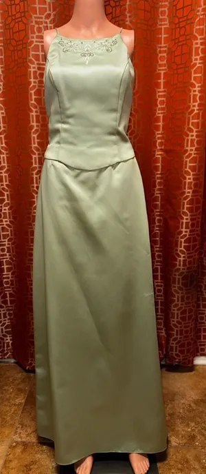 Vintage Y2K Dave & Johnny Laura Ryner Sage Green Satin Skirt Set Size 7-8 thumbnail 1