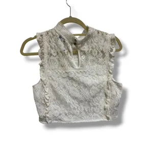 She + Sky Womens Medium White Floral Lace Mock Neck‎ Sleeveless Crop Top NEW thumbnail 5
