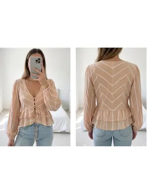 Free People Lightweight Ruffled Tierd Samifan Blouse in Peach thumbnail 8