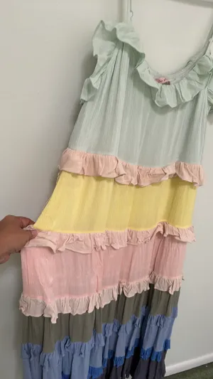Ces Femme Multicolor Tiered Maxi Dress Size L NWT thumbnail 9