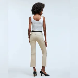 Madewell Kick Out‎ Crop Jeans Cali Flare Coated Pants Dune Tan Beige NWT Size 25 thumbnail 2