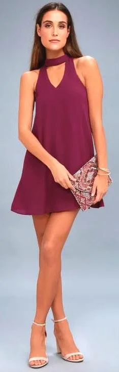 NWT Lulu's Chocker Magenta Swing Mini Dress. thumbnail 2