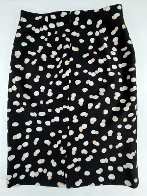 Philosophy Polka Dot Pencil Midi Skirt Black Blush Career Stretch Size 2 thumbnail 2