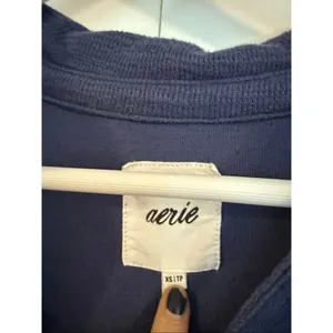 Aerie blue collared polo sweater cropped pullover size xs thumbnail 4