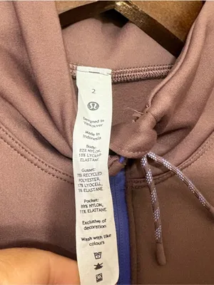 Lululemon Tech Fleece 1/4 Zip Pullover Brown Purple Size 2 Thumbholes thumbnail 8