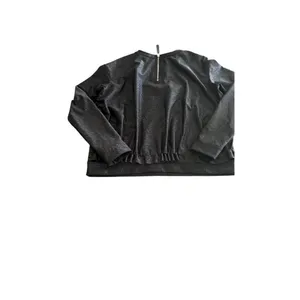 Lululemon Black Embossed Petal Camo Back-Zip Ruffle Pullover Sweatshirt size 8 thumbnail 9