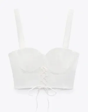 NWT‎ Zara white corset top thumbnail 1