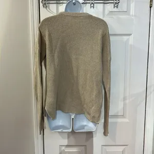 Madewell Sweater Women Beige Knit Cotton Blend Long Sleeve Slit‎ Pullover size S thumbnail 3