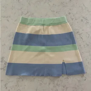 Altar'd State Pastel Striped A-Line Skirt in Blue, Cream & Mint thumbnail 2