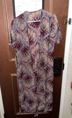 Vintage Paisley Print Wrap Dress in Purple and Blue Size Medium thumbnail 1