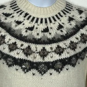 LOFT Ann Taylor Jeweled Wool Alpaca Mohair Mock Neck Sweater Medium thumbnail 8