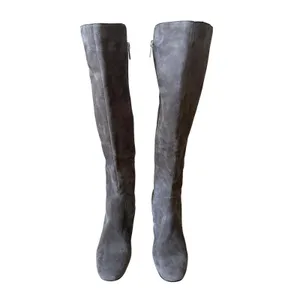 Marc Fisher LTD Grey Suede Embroidered Over The Knee Boots Block Heel Size 7M thumbnail 4