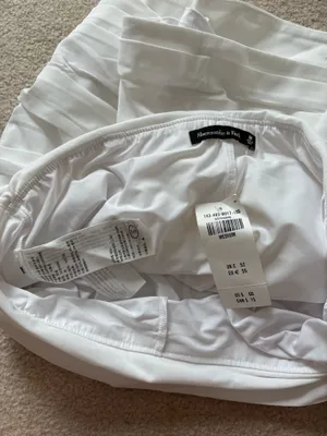 Abercrombie & Fitch White Mini Skirt Ruched Ruffle Medium thumbnail 5