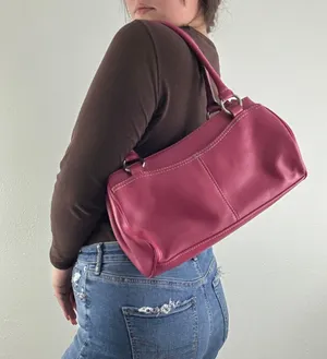 CRAZY HORSE Vintage 90s Y2K Hot Pink Faux Leather Barbiecore Shoulder Bag Purse thumbnail 1