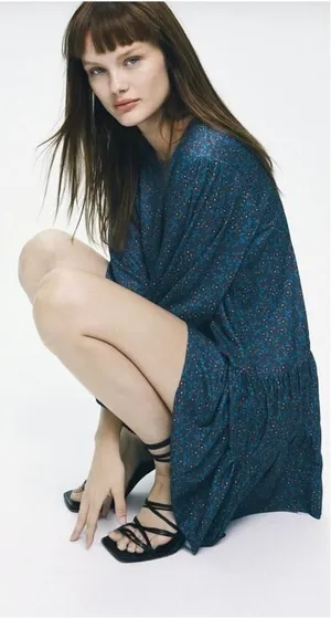 Zara‎ Tiered Floral Tunic Dress thumbnail 1