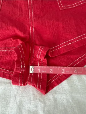 Free People Washed Tomato Red Utility Shorts Coastal Euro Summer thumbnail 9