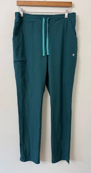 Figs Women’s Medium Tall Teal Drawstring Cargo Tapered Straight Leg thumbnail 1