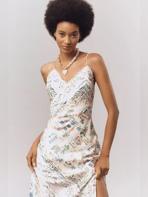 En Saison Alaia Sleeveless Slip Maxi Dress in ivory multicolor NWT Medium thumbnail 3
