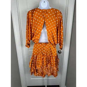 Nasty Gal Orange Polka‎ Dot Ruffle Mini Dress Open Back NWT Romantic Feminine thumbnail 6