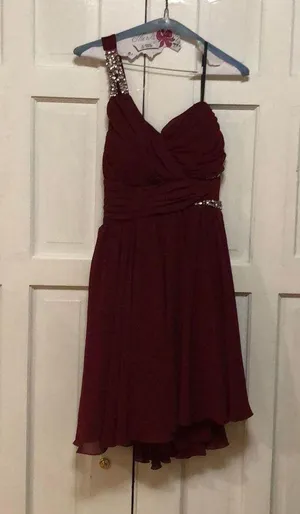 One strap dark red dress Size M thumbnail 1