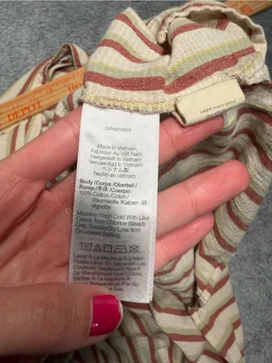 Madewell Striped V-Neck Women’s Top in Cream and Rust medium cotton thumbnail 5
