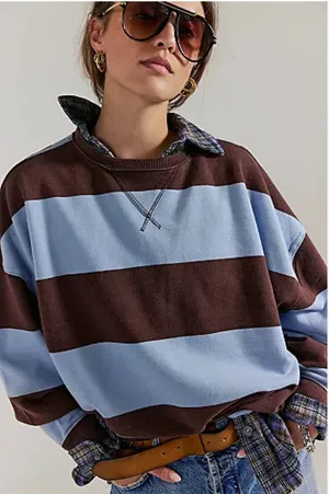 Free People Striped Crewneck thumbnail 1