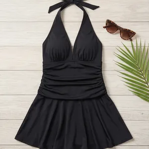 Shade & Shore Elegant Black Halter One-Piece Swimsuit thumbnail 8
