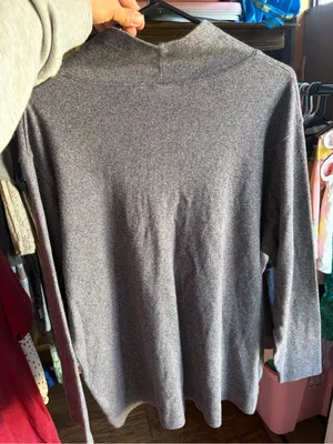 L.L. Bean Heather Gray Cowl-Neck Women's Sweater L thumbnail 3