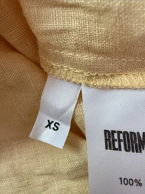 Reformation Madrid Buttercup Yellow Linen Off Shoulder Slit Ruffle Midi Dress thumbnail 6